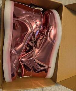 Rose Gold Metallic Light Up High Top Sneakers